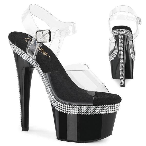 ADORE-708MLS Sandalette Plateauschuhe Schwarz von Pleaser