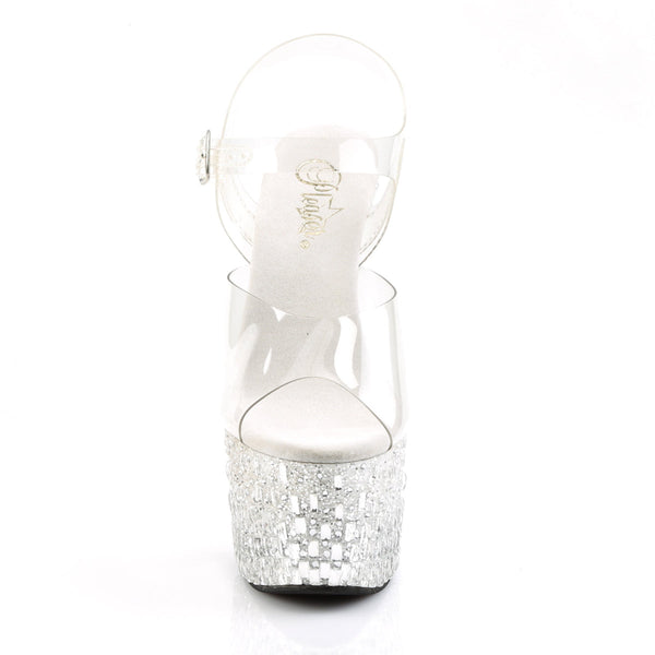 ADORE-708MR-5 Plateau Sandaletten transparent-silber von Pleaser – Ansicht 2