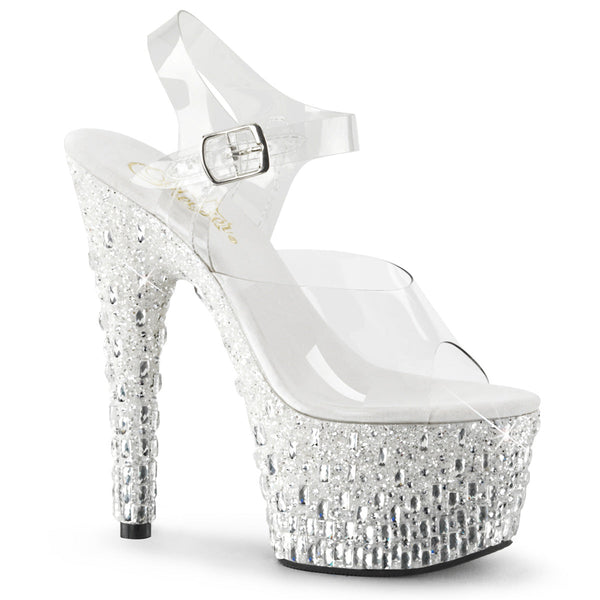 ADORE-708MR-5 Plateau Sandaletten transparent-silber von Pleaser
