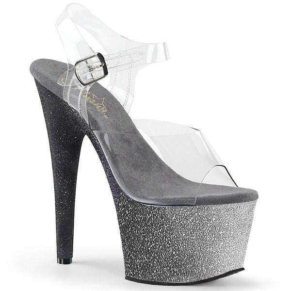 ADORE-708OMBRE Plateau Sandaletten Silber/Schwarz von Pleaser