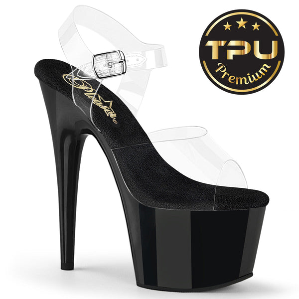 ADORE-708PREM Plateau Sandaletten Schwarz Lack TPU von Pleaser