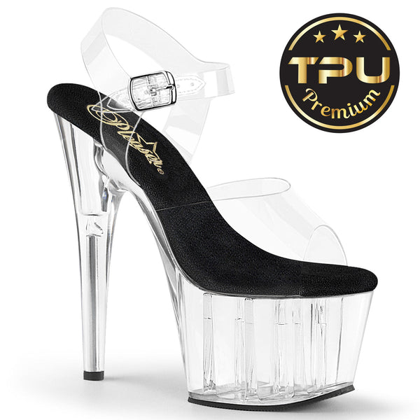 ADORE-708PREM Plateau Sandaletten Transparent Schwarz TPU von Pleaser