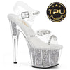 ADORE-708PREM-STNG Sandalette Plateauschuhe Transparent Glitzer von Pleaser