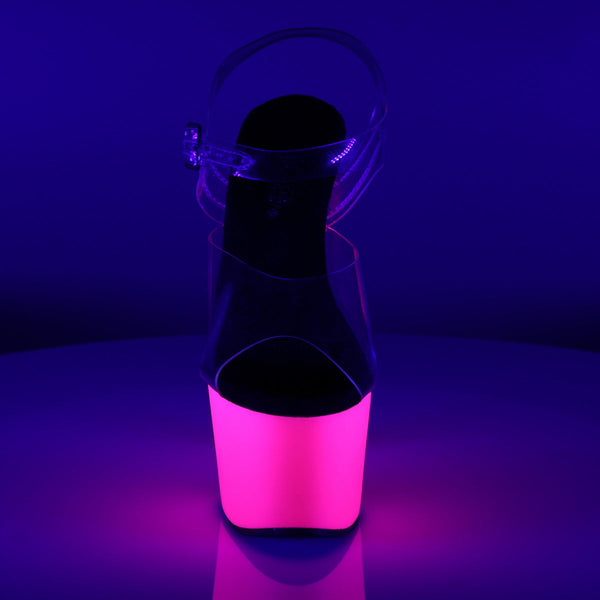 ADORE-708UV Plateau Sandaletten Neon Pink UV von Pleaser – Ansicht 2