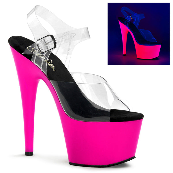 ADORE-708UV Plateau Sandaletten Neon Pink UV von Pleaser