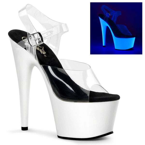 ADORE-708UV Plateau Sandaletten Neon Weiß UV von Pleaser