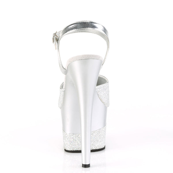 ADORE-709-2G Plateau Sandaletten Silber Glitzer von Pleaser – Ansicht 4