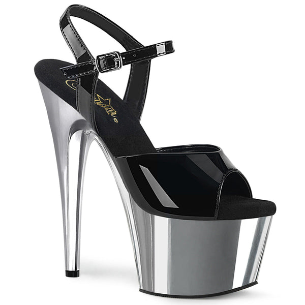 ADORE-709 Plateau Sandaletten Lack Schwarz/Chrom von Pleaser