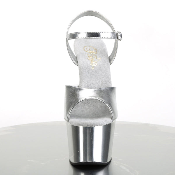 ADORE-709 Plateau Sandaletten Silber Chrom von Pleaser – Ansicht 2