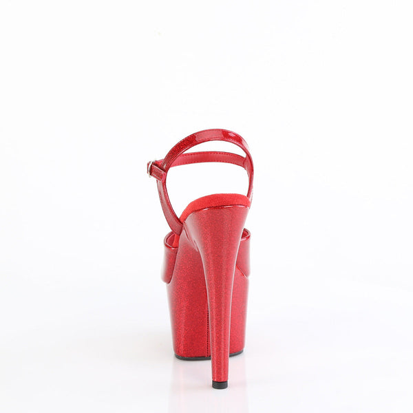 ADORE-709GP - Plateau High Heel Sandaletten - Rot mit Glitzer von Pleaser – Ansicht 4