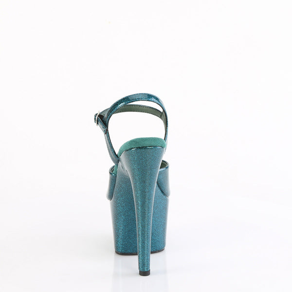 ADORE-709GP Plateau Sandaletten Blau/Grün mit Glitzer von Pleaser – Ansicht 4
