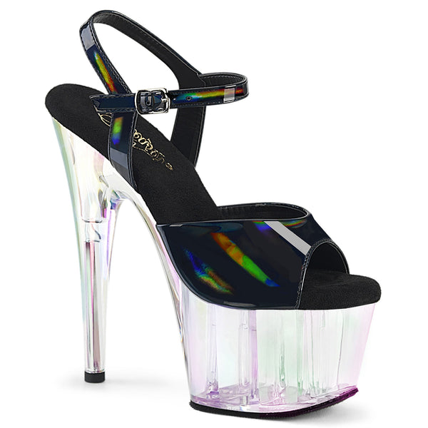 ADORE-709HT - Plateau High Heel Sandaletten - Schwarz Schimmer von Pleaser
