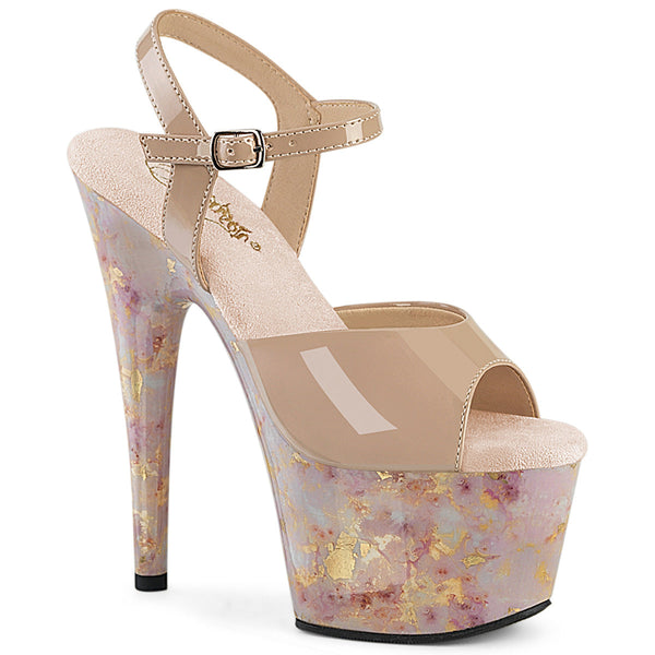 ADORE-709MB Plateau Sandaletten Beige Gold Marmor von Pleaser