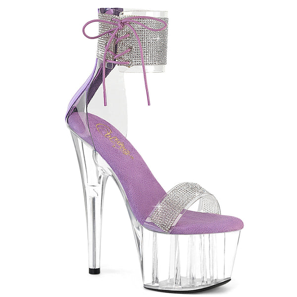 ADORE-727RS Plateau Sandaletten Transparent Violett Glitzer von Pleaser