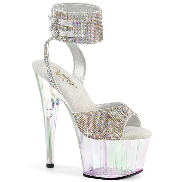 ADORE-791HTRS Sandalette Plateauschuhe Silber Glitzer von Pleaser
