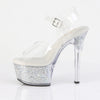 ASPIRE-608RSI Plateau High Heel Sandaletten - Silber Glitzer/Transparent von Pleaser – Ansicht 3