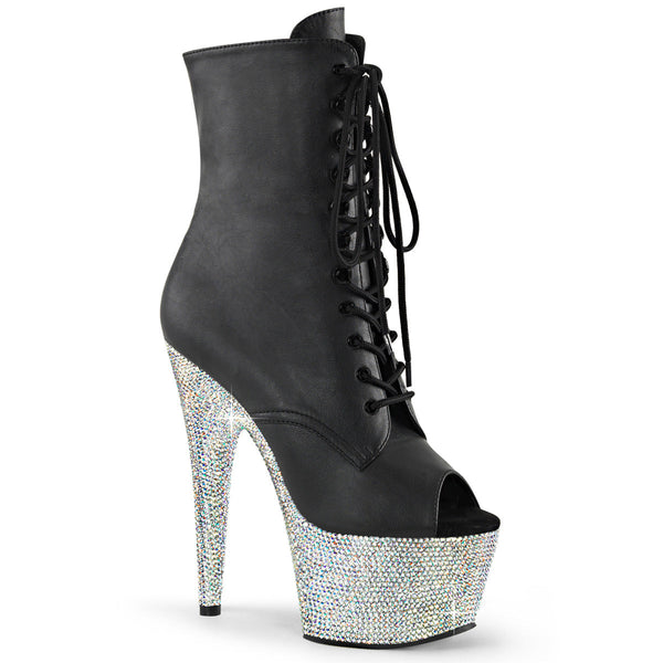 BEJEWELED-1021-7 Plateau Stiefeletten Schwarz Matt von Pleaser