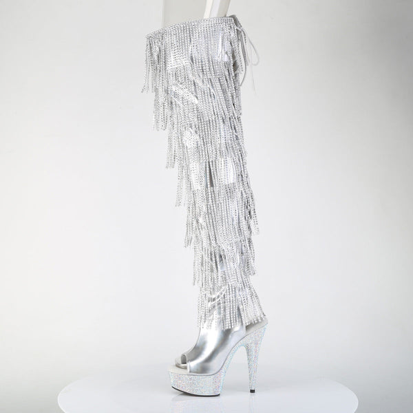 BEJEWELED-3017HG-RSF Overknee Plateau Stiefel mit Strass in silber von Pleaser – Ansicht 3