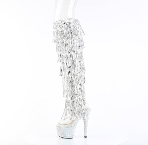 BEJEWELED-3019C-RSF- Overkneestiefel Plateaustiefel Silber von Pleaser – Ansicht 3