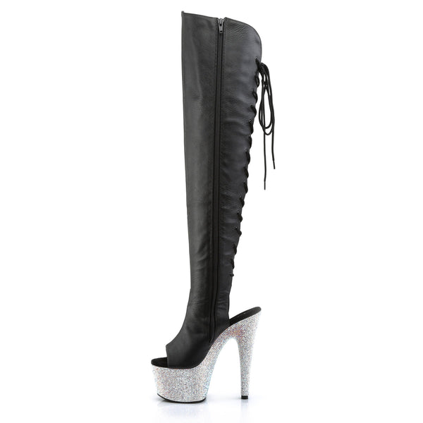 BEJEWELED-3019DM-7 Plateau Overknee Stiefel Schwarz von Pleaser – Ansicht 3