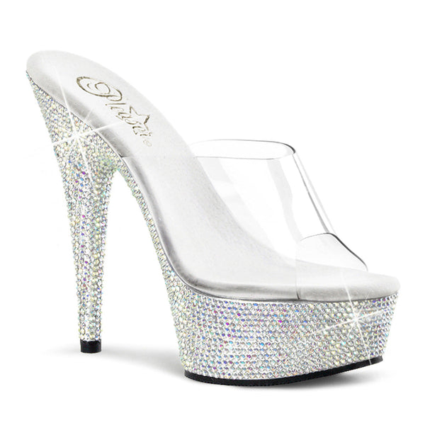 BEJEWELED-601DM Plateau Pantoletten - Silber von Pleaser