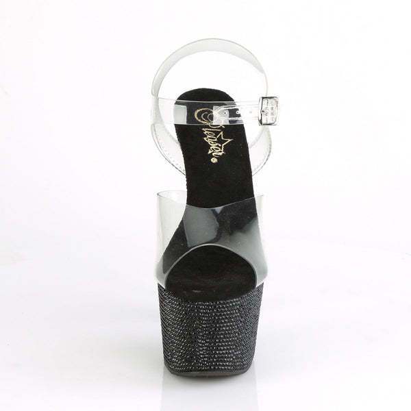 BEJEWELED-708DM Plateau Sandaletten Schwarz/Transparent von Pleaser – Ansicht 2
