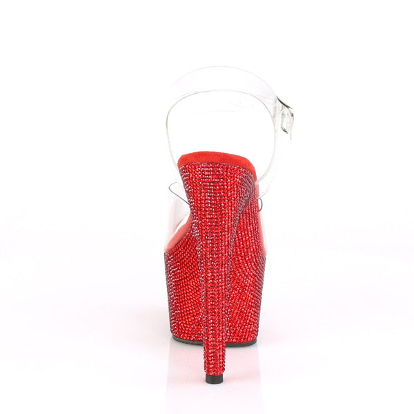 BEJEWELED-708DM Sandalette Plateauschuhe Rot Glitzer von Pleaser – Ansicht 4
