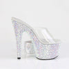 BEJEWELED-712MS Plateau High Heel Pantoletten mit Strasssteinen und Ankle Cuffs - Silber von Pleaser – Ansicht 5