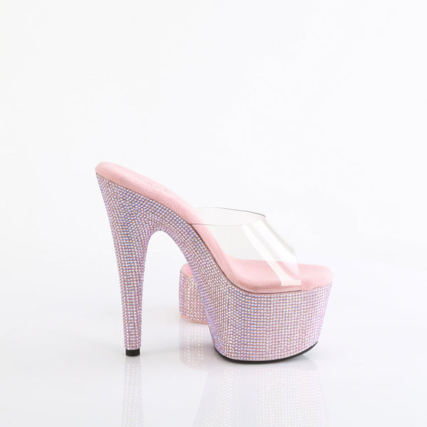 BEJEWELED-712RS - Plateau High Heel Pantoletten - Rosa mit Strass von Pleaser – Ansicht 5