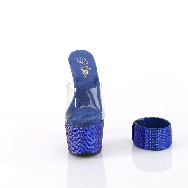 BEJEWELED-712RS Sandalette Plateauschuhe Blau Glitzer von Pleaser – Ansicht 2
