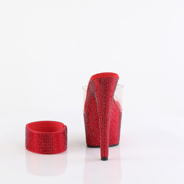 BEJEWELED-712RS Sandalette Plateauschuhe Rot Glitzer von Pleaser – Ansicht 4