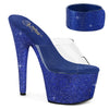 BEJEWELED-712RS Sandalette Plateauschuhe Blau Glitzer von Pleaser