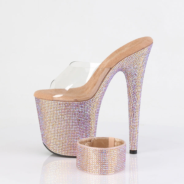 BEJEWELED-812RS Plateau Pantoletten Rose Gold Glitzer von Pleaser – Ansicht 3