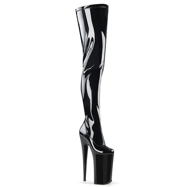 BEYOND-4000 Plateau Overknee Stiefel Lack Schwarz von Pleaser