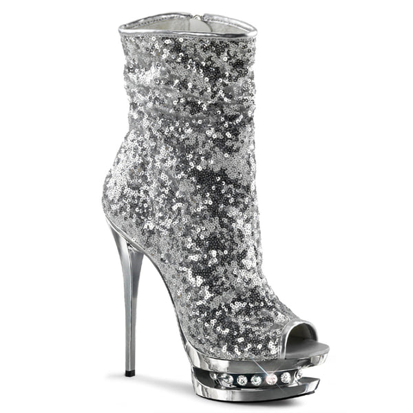 BLONDIE-R-1008 Plateau Stiefeletten Silber von Pleaser