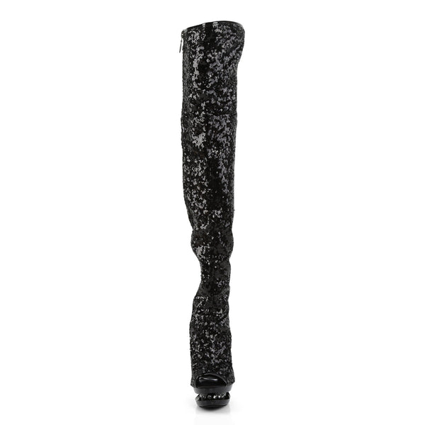 BLONDIE-R-3011 Plateau Overknee Stiefel - Schwarz von Pleaser – Ansicht 2