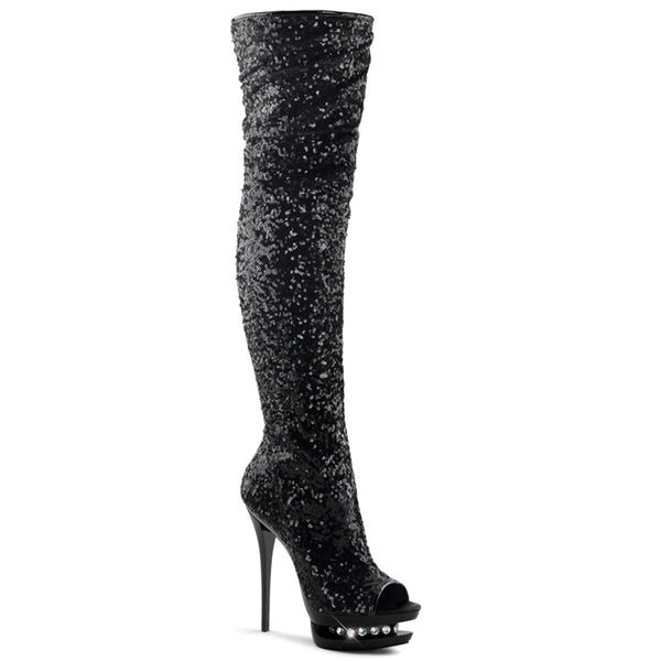 BLONDIE-R-3011 Plateau Overknee Stiefel - Schwarz von Pleaser
