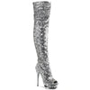 BLONDIE-R-3011 Plateau Overknee Stiefel - Silber von Pleaser