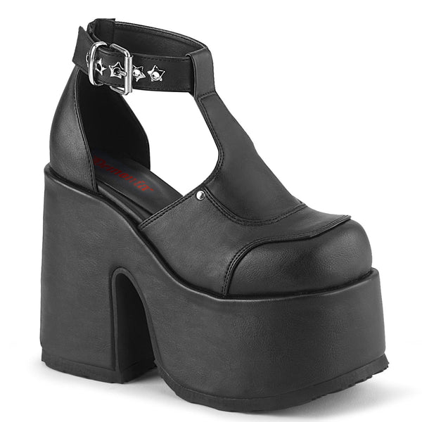 CAMEL-103 Pleateau Sandaletten Schwarz Matt von DemoniaCult