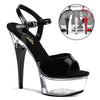 CAPTIVA-609 Plateau Sandaletten Schwarz/Transparent Strass von Pleaser