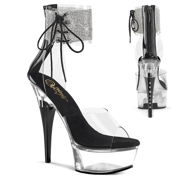 CAPTIVA-624RS Plateau Sandaletten Schwarz/Transparent Strass von Pleaser