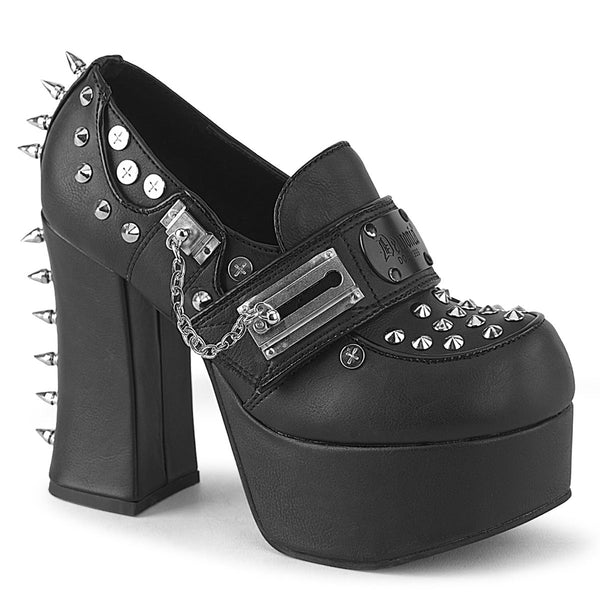 CHARADE-32 Plateau Pumps mit Nieten und Schiebeschloss von DemoniaCult