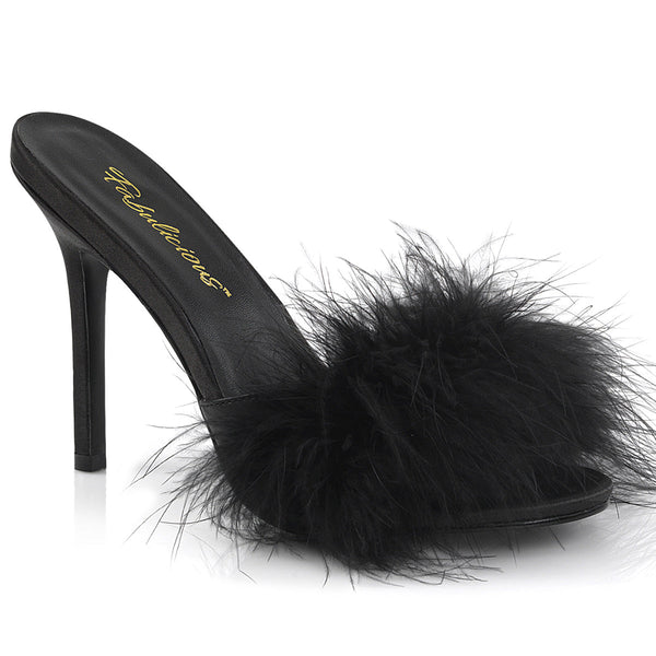 CLASSIQUE-01F Pantoletten - Schwarz von Fabulicious