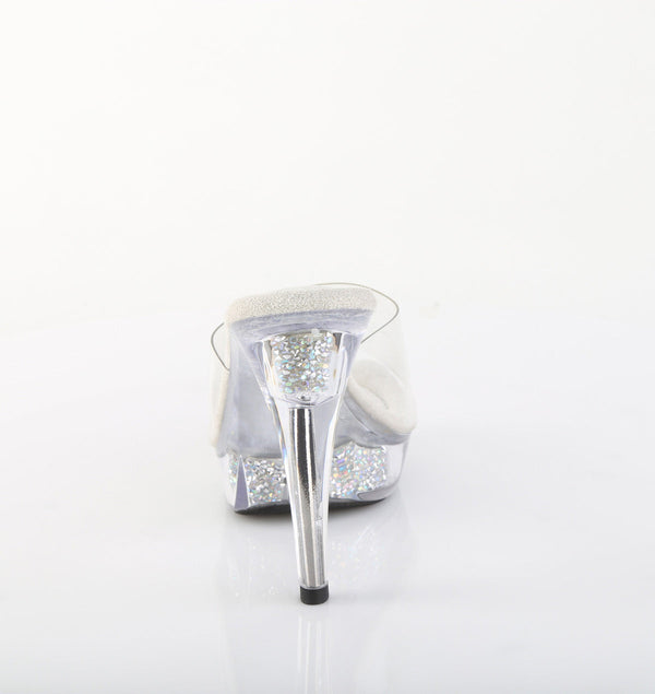 COCKTAIL-501RSI Plateau Pantoletten Glitzer Silber von Fabulicious – Ansicht 4
