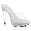 COCKTAIL-501RSI Plateau Pantoletten Glitzer Silber von Fabulicious