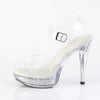 COCKTAIL-508RSI Plateau High Heel Sandaletten - Silber Glitzer Transparent von Fabulicious – Ansicht 3