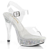 COCKTAIL-508RSI Plateau High Heel Sandaletten - Silber Glitzer Transparent von Fabulicious