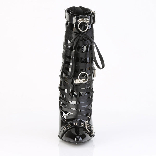 DAGGER-1032 Stiefeletten - Schwarz/Rot Lack von Devious – Ansicht 2
