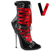 DAGGER-1032 Stiefeletten - Schwarz/Rot Lack von Devious