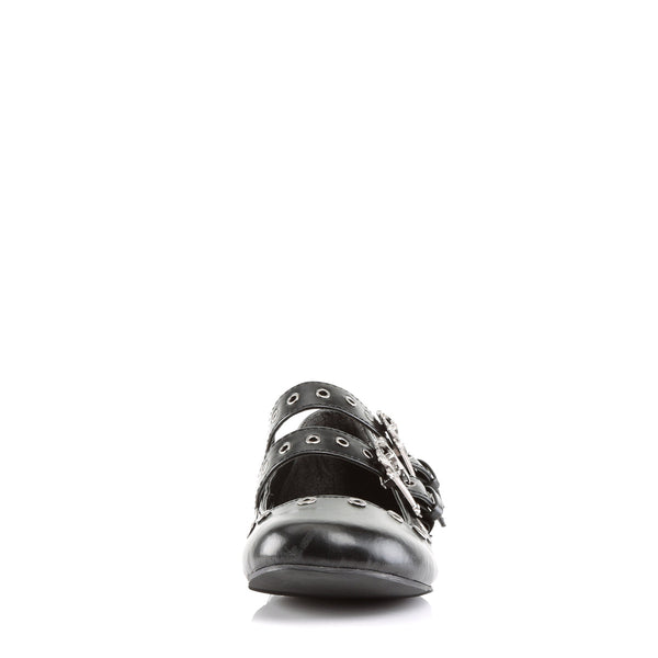 DAISY-03 Pantoletten Schuhe Schwarz mit Totenköpfen | DemoniaCult SALE